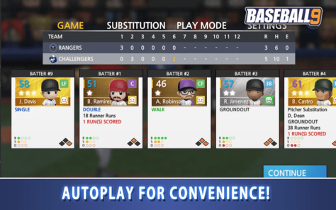 Autoplay for Convenience in BASEBALL 9